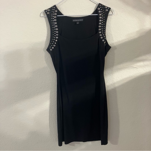 Rock & Republic Black Fitted Sheath Mini Dress w/ silver studded straps Size: S - Picture 2 of 5